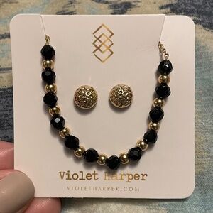 Violet Harper Morgan Gold-Plated Beaded Bracelet & Earrings Set